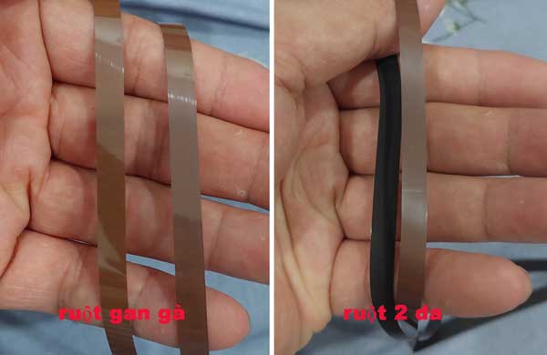 Ruột băng cối c&oacute; 2 m&agrave;u l&agrave; gan g&agrave; v&agrave; 2 da
